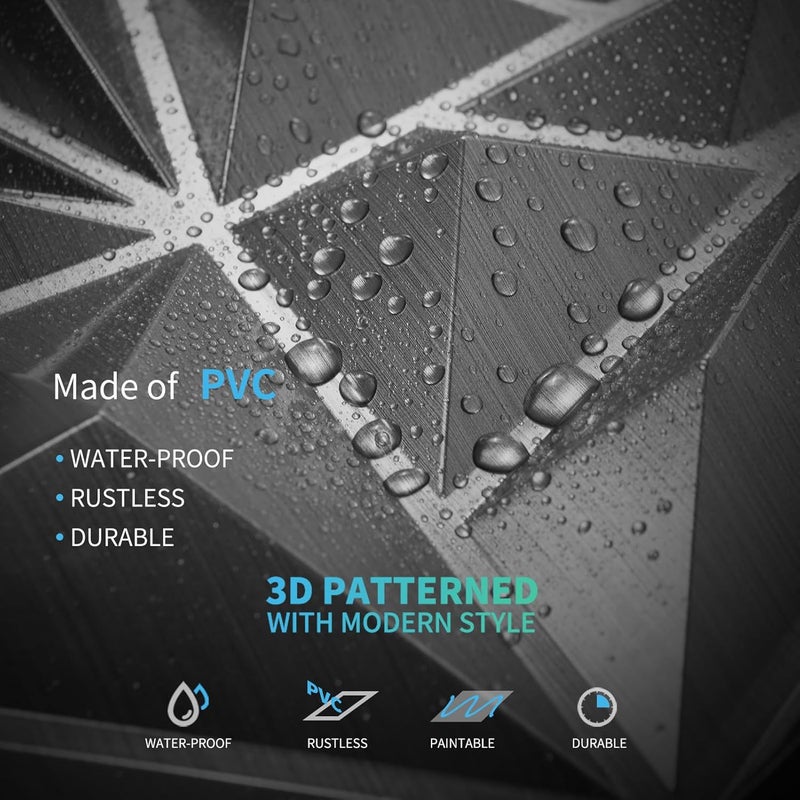 Art3d 33-Pack 3D Wall Panels - Diamond Textured Feature Paneling for Gaming, Living Room, TV Wall - 12 x 12 inch Silver - Image 4